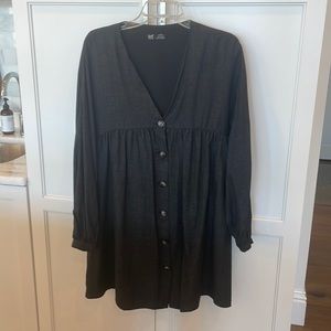 Zara grey black button down baby doll dress. Size medium.